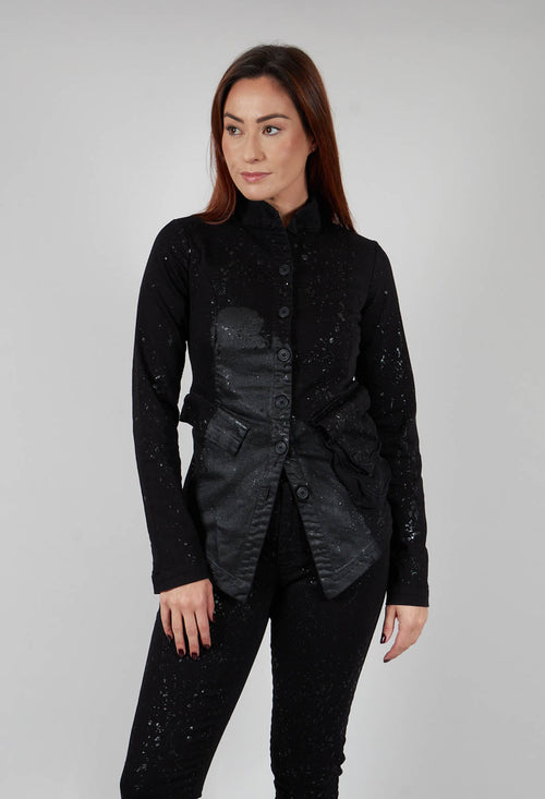 Fitted Penguin Jacket in Black with Latex Detail Finish