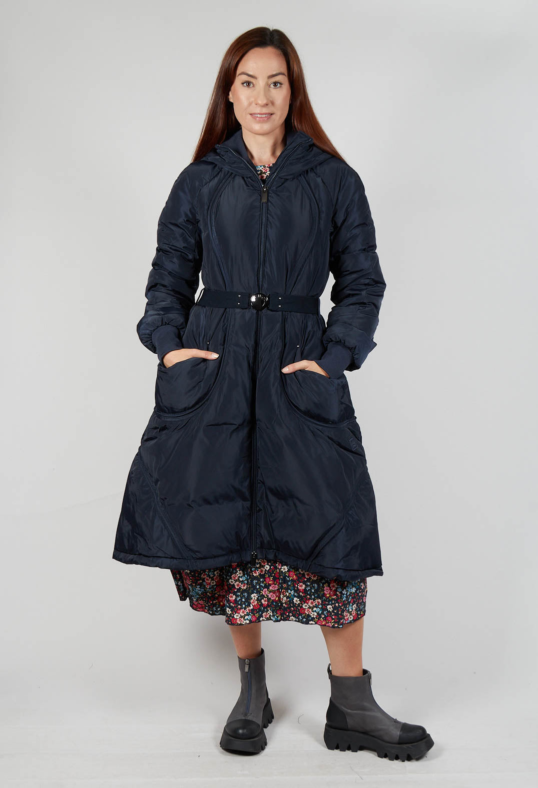 Fixate Longline Coat in Navy