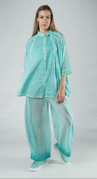 PRE-ORDER - Flared Hem Blouse in Malibu Cloud (Pictured in Aqua Cloud)