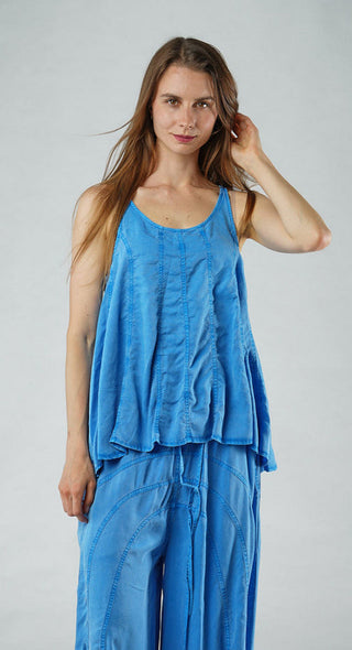 PRE-ORDER - Flared Hem Vest Top in Malibu Pigment