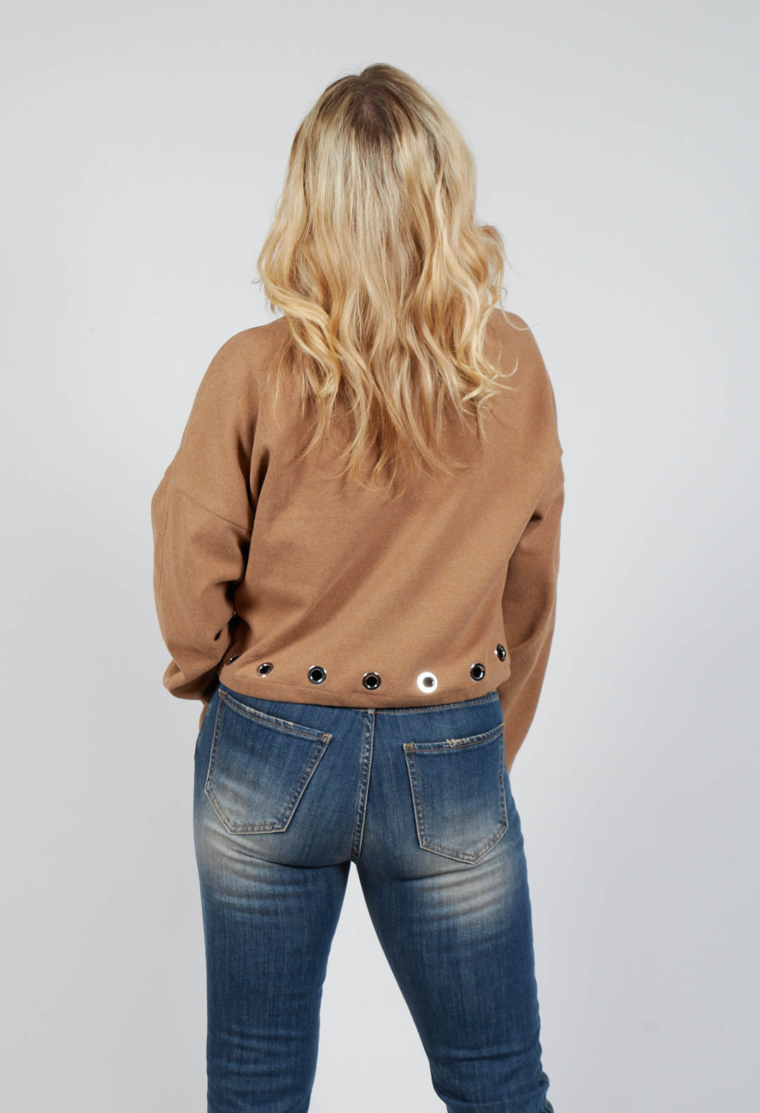 Fleece Cropped Jacket in Camel