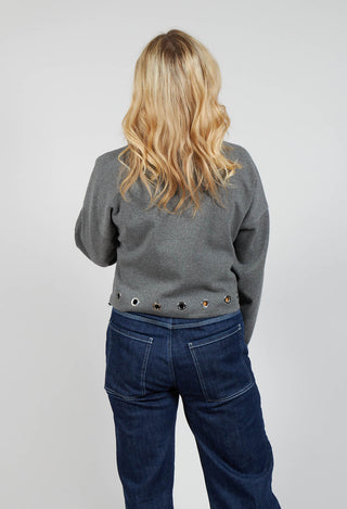 Fleece Cropped Jacket in Grey Marl