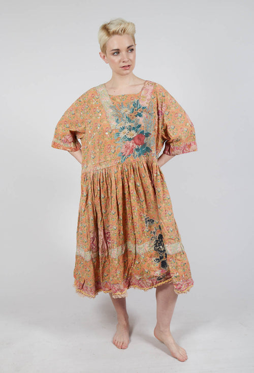 Floral Applique Taigi Dress in Field of Flowers