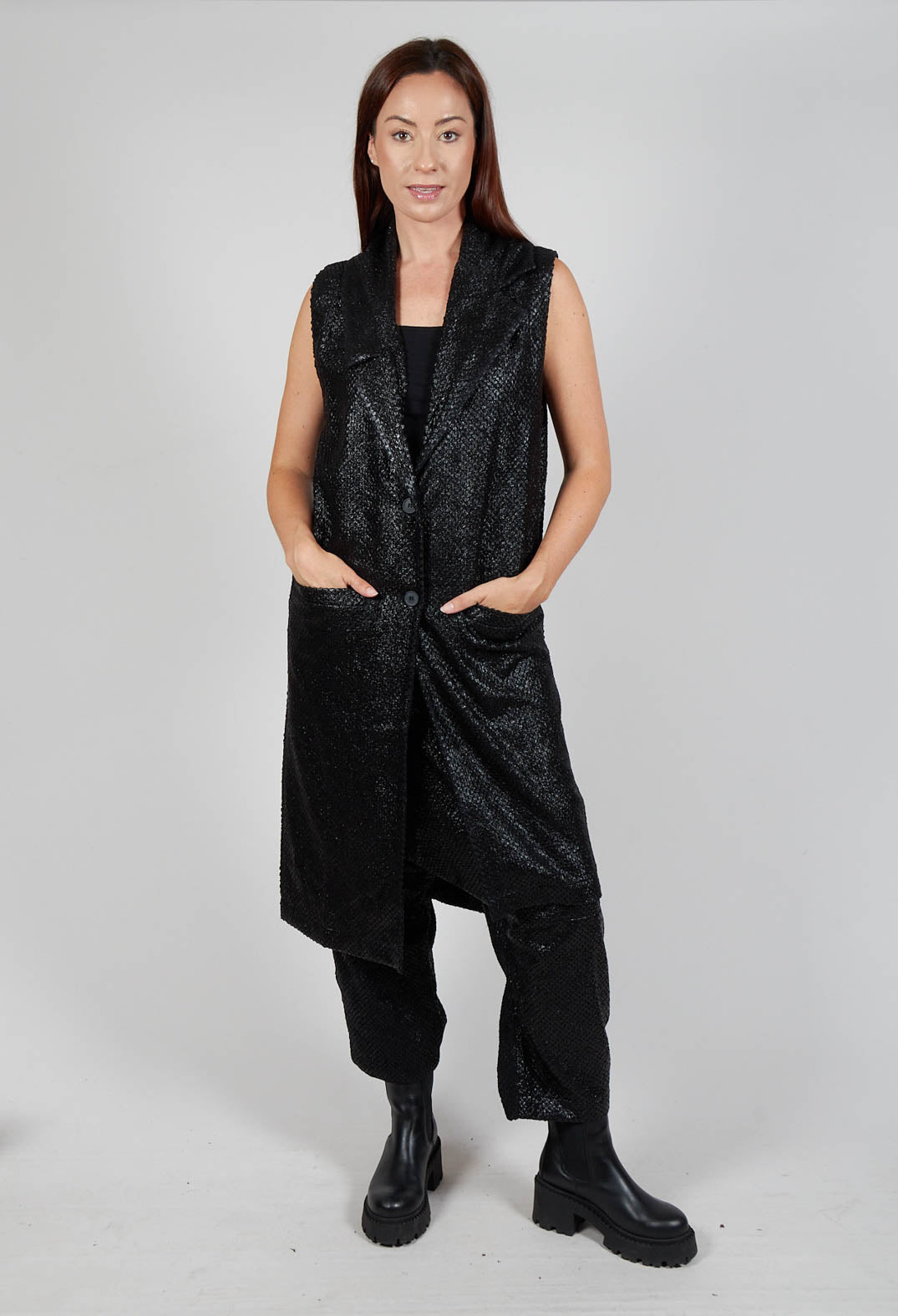 Fluid Asymmetric Vest in Black