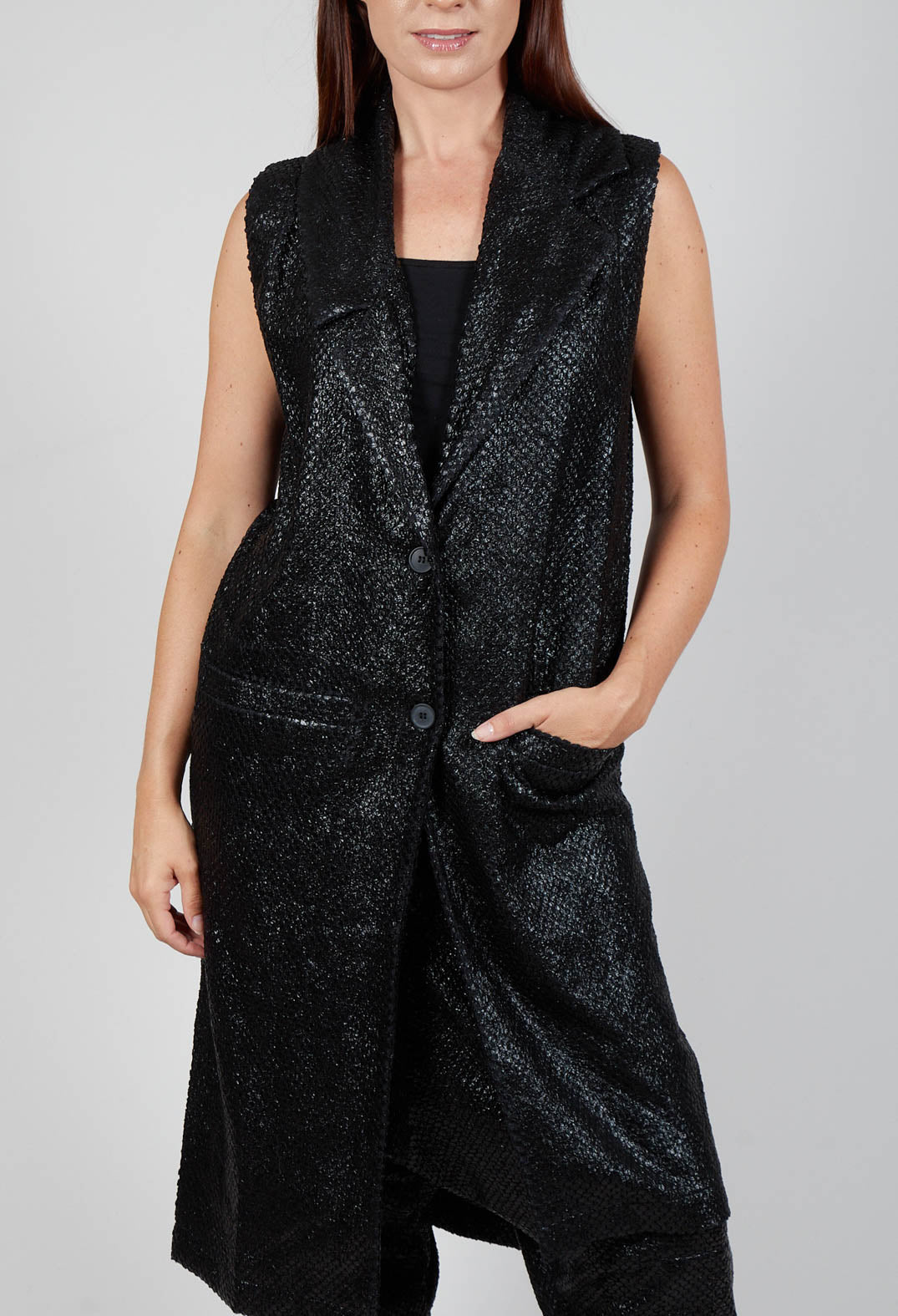 Fluid Asymmetric Vest in Black