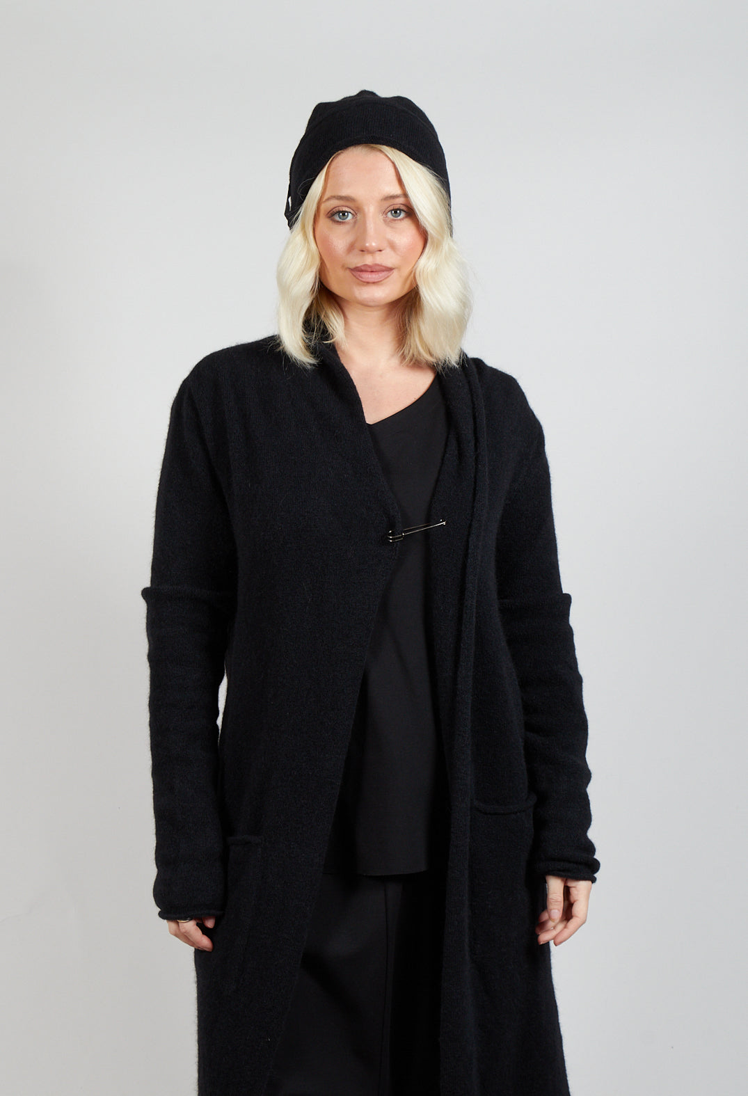 Fold Over Beanie in Black