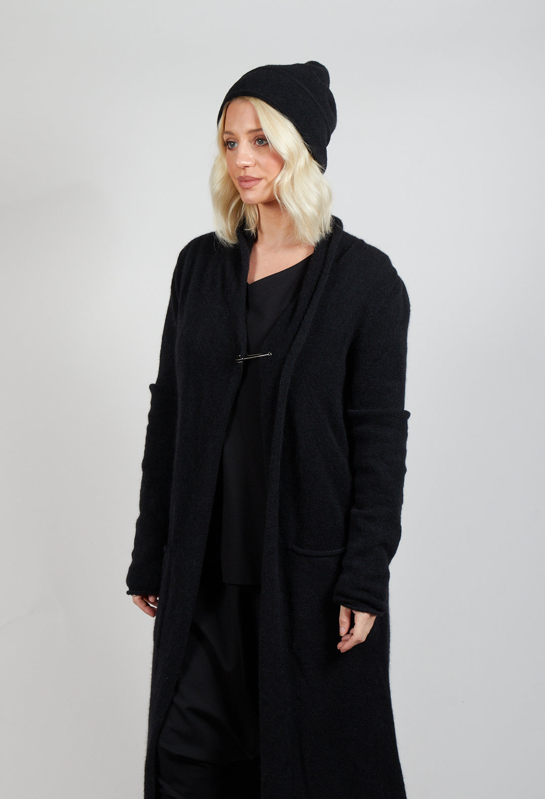 Fold Over Beanie in Black