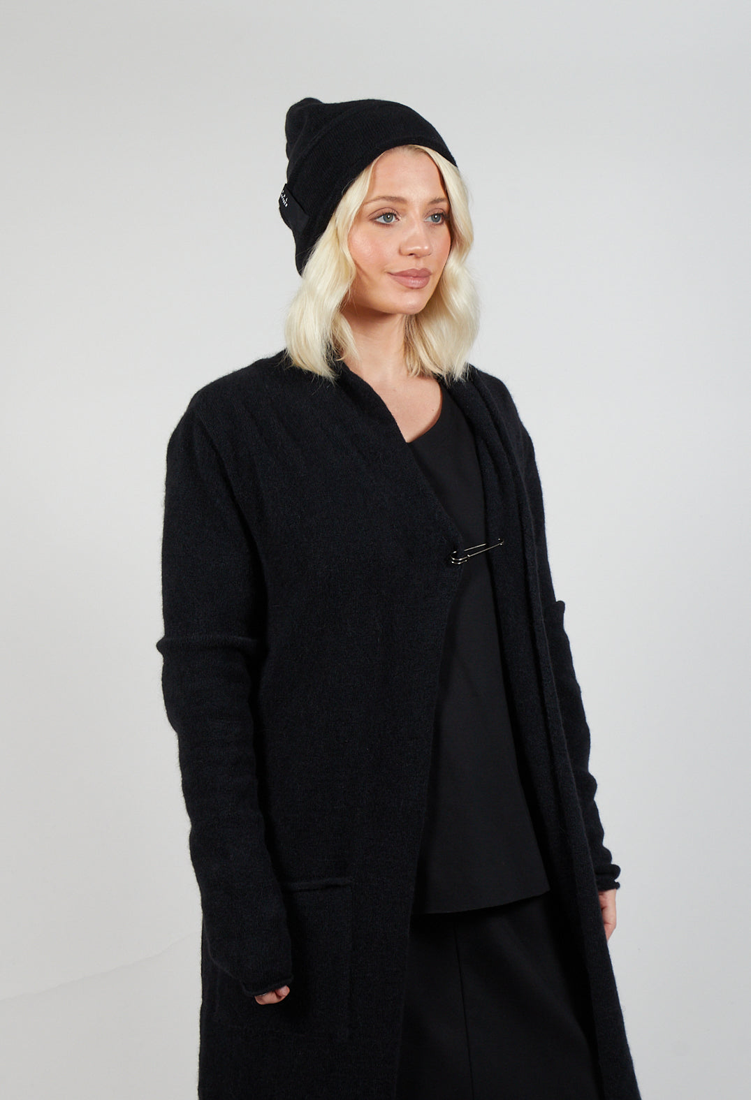 Fold Over Beanie in Black