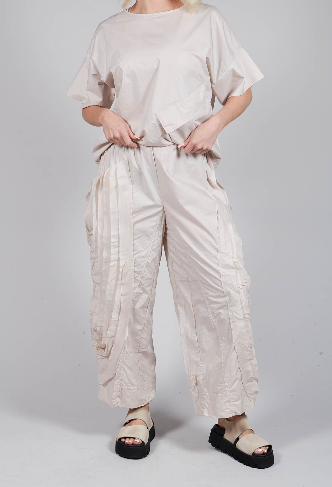 Fold Texture Trousers in Beige