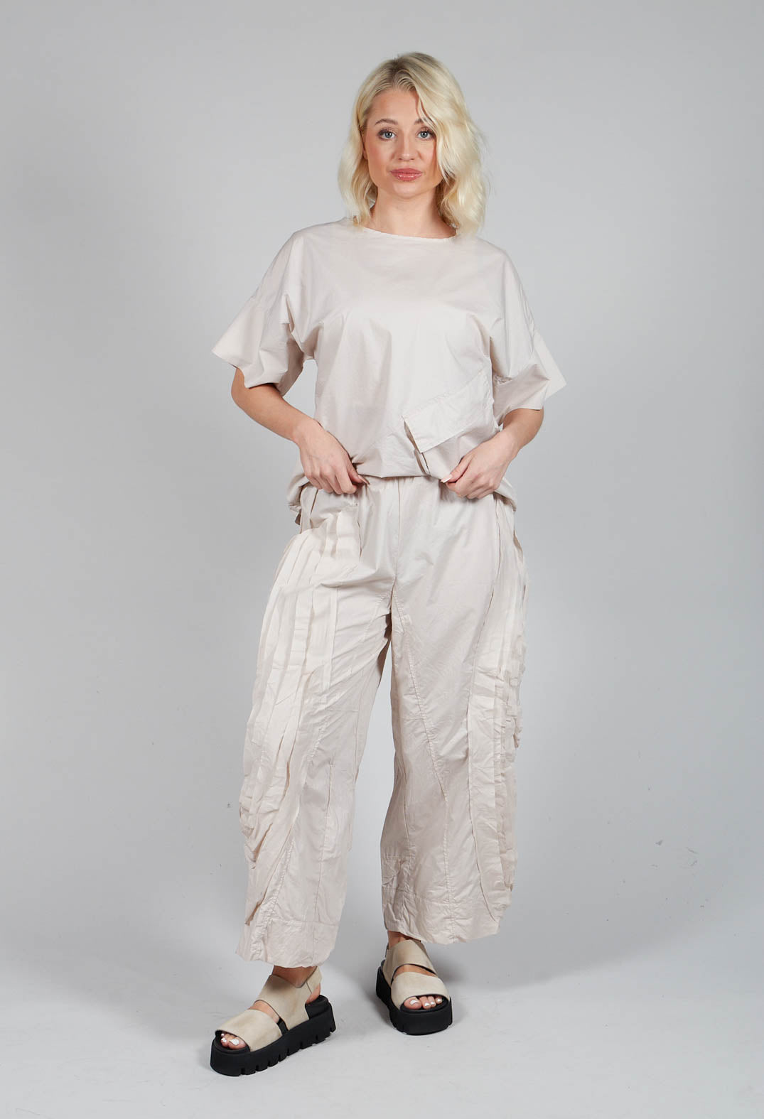 Fold Texture Trousers in Beige