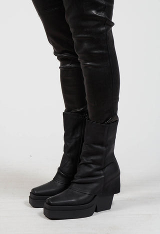 Foldover Heel Boot in Gasoline Nero