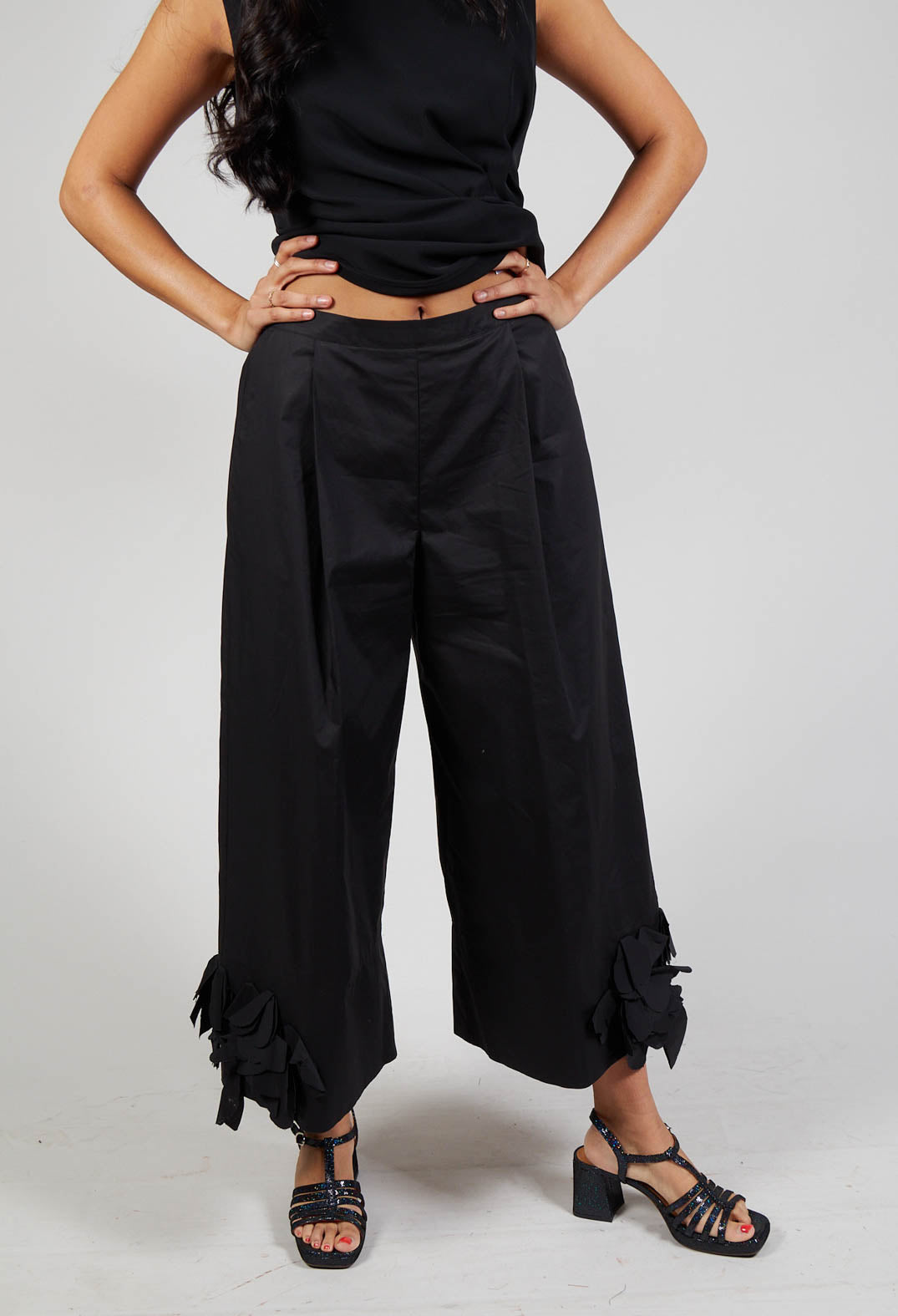 Black frill trousers sale