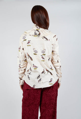 Frill Neck Shirt in Bird