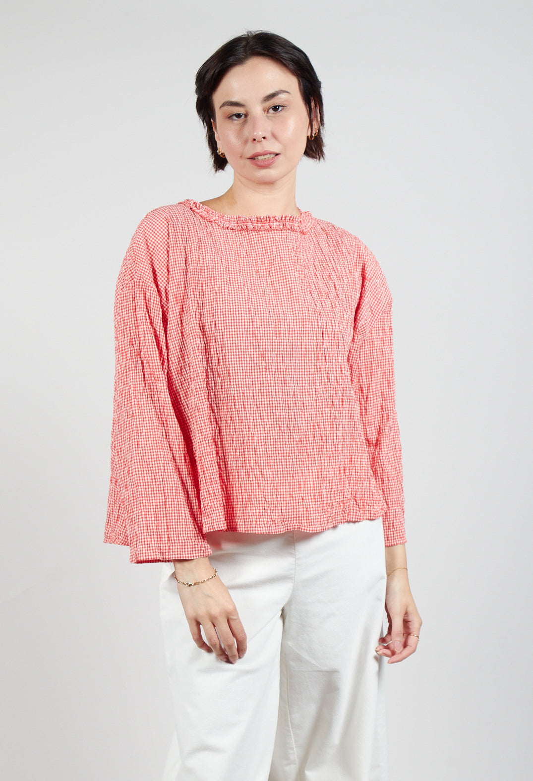 Frill Neckline Blouse in Natural Poppy