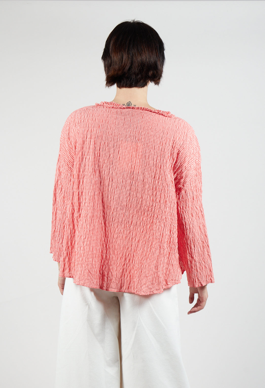 Frill Neckline Blouse in Natural Poppy