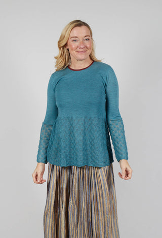 Frill Top Key Jumper in Celeste