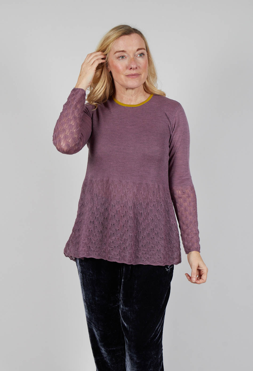 Frill Top Key Jumper in Heather