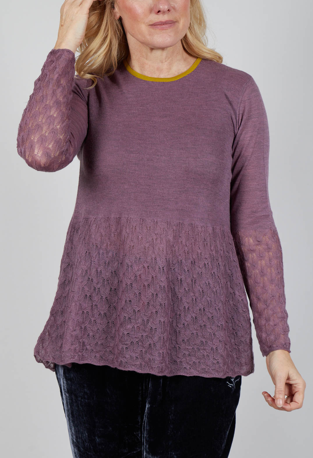 Frill Top Key Jumper in Heather