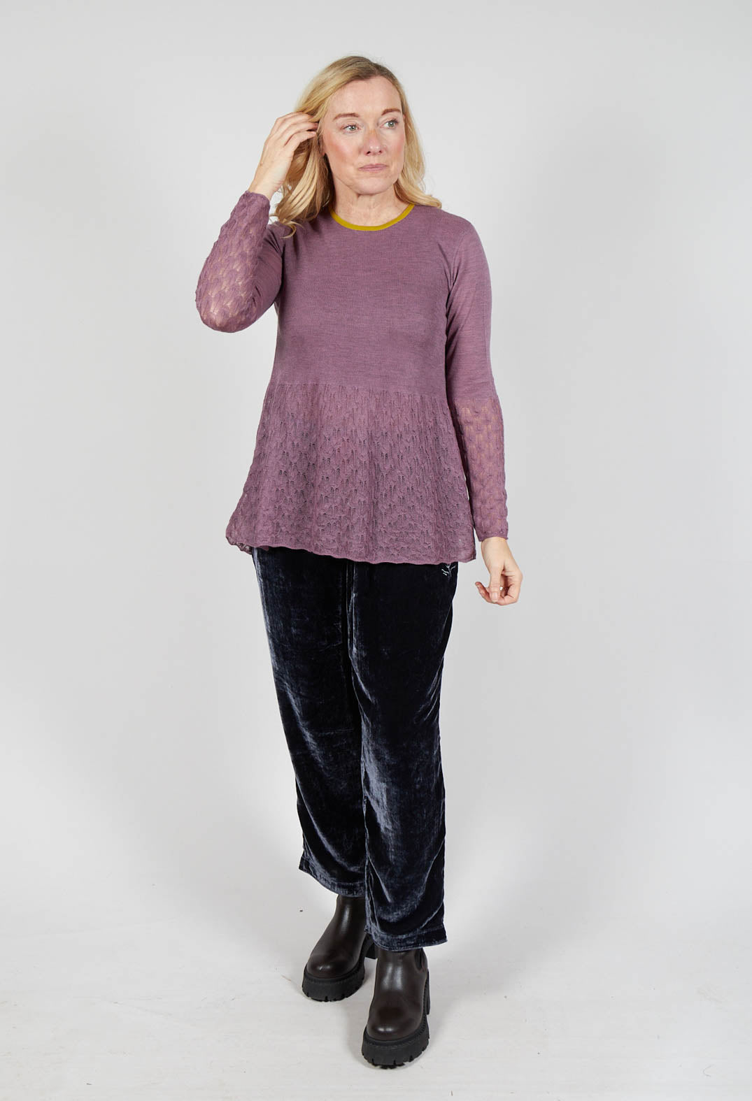 Frill Top Key Jumper in Heather