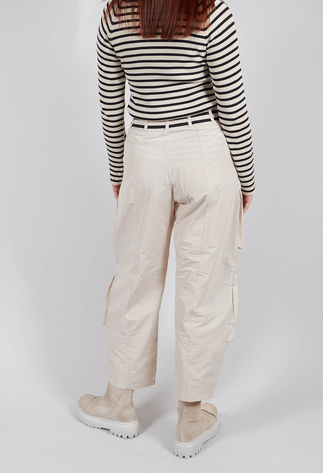 Fukkura Poplin Pants with Tie-Strings in Beige