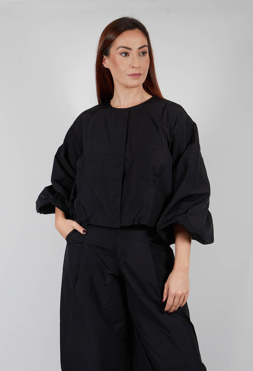 Fukkura Poplin Short Jacket in Black