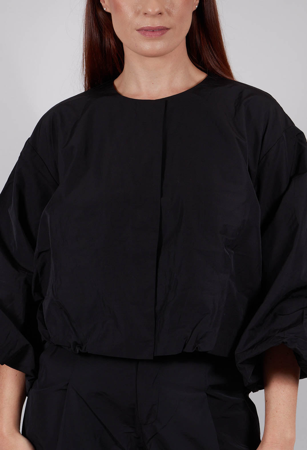 Fukkura Poplin Short Jacket in Black