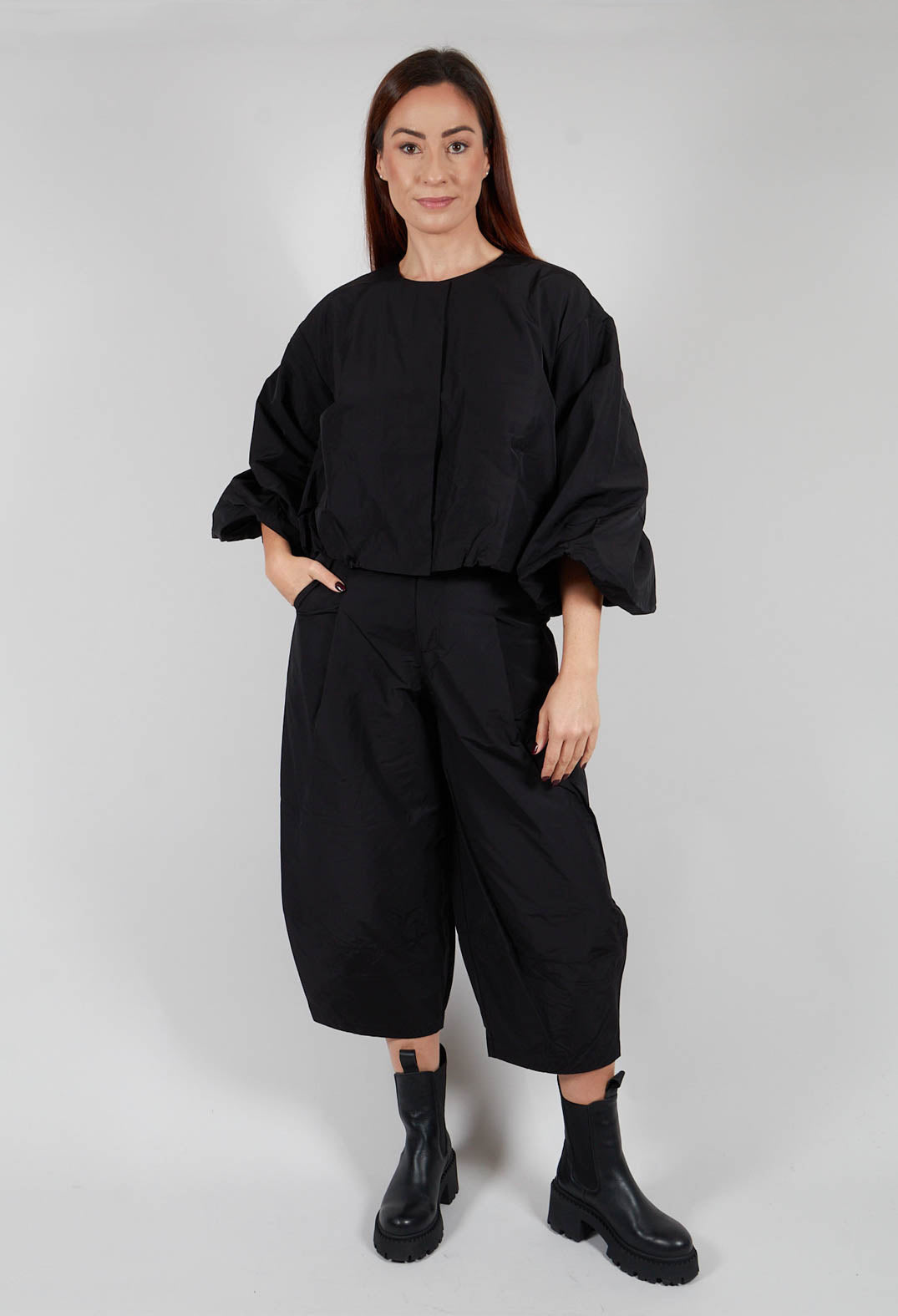 Fukkura Poplin Short Jacket in Black