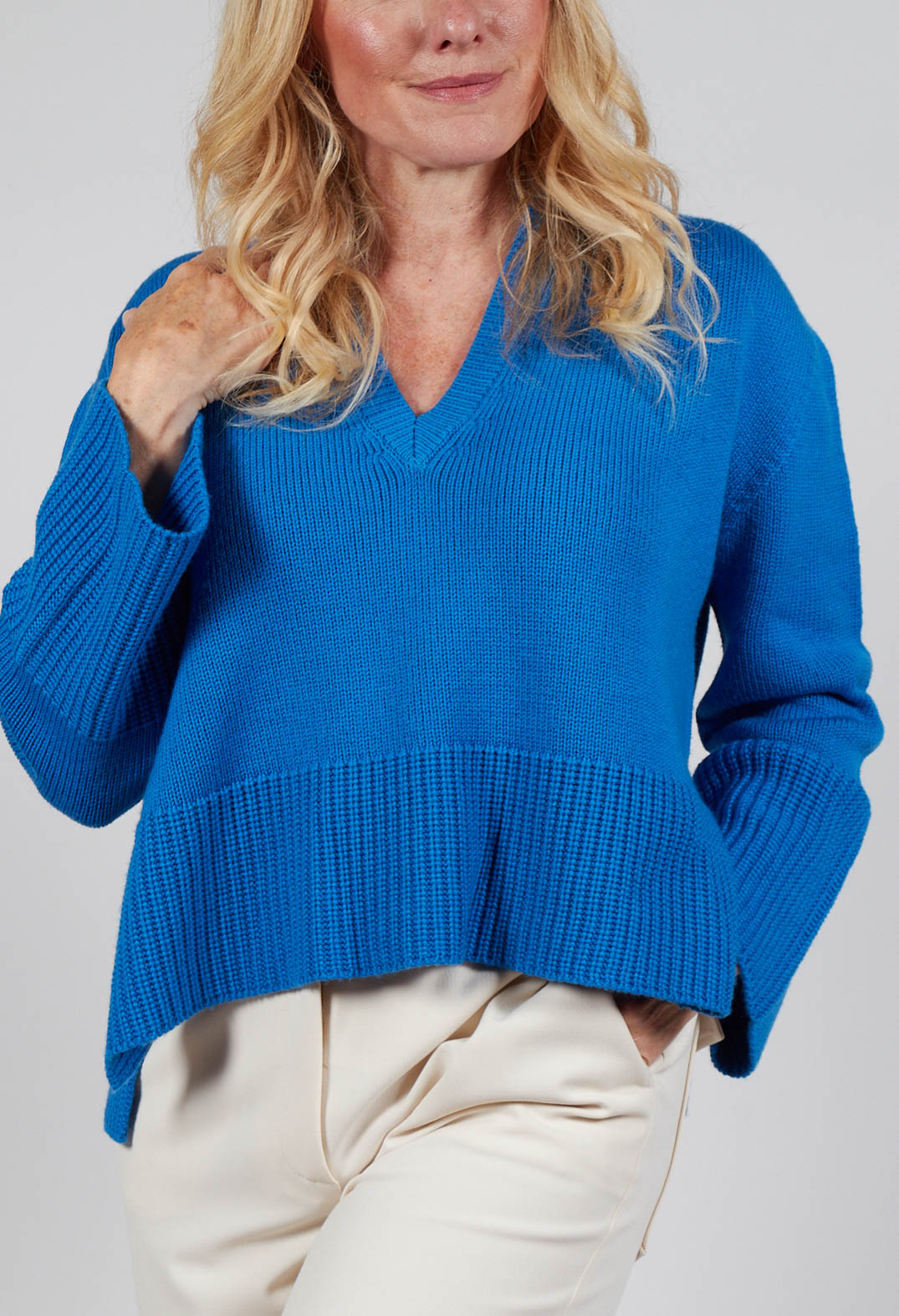 Garment Dyed Wool Sweater in Bright Cobalt