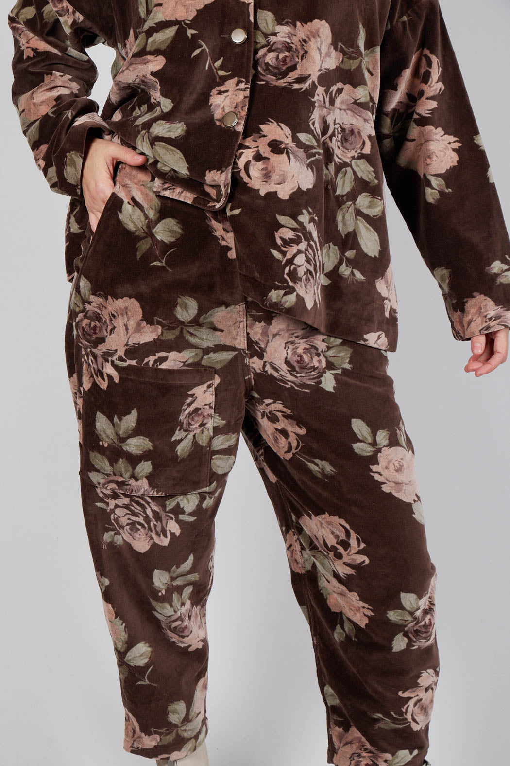 Gaston Trousers in Velour Fleur Chocolat