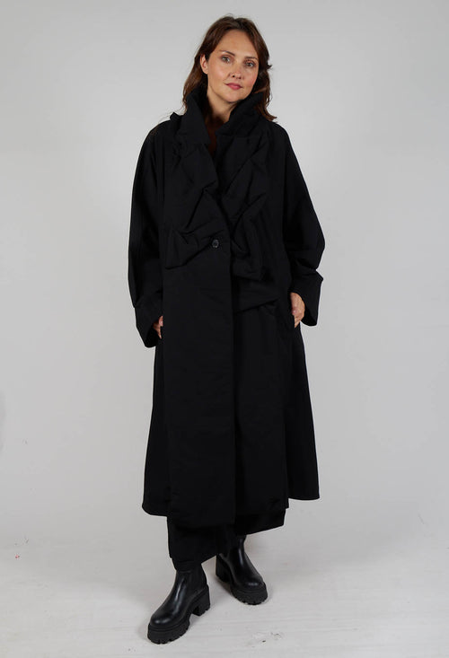 Gathered Coat in Black