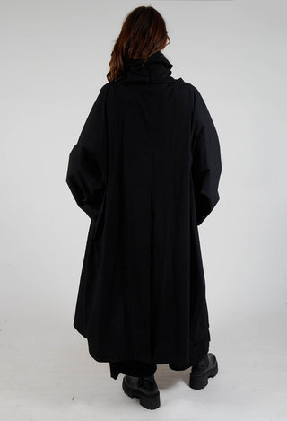 Gathered Coat in Black