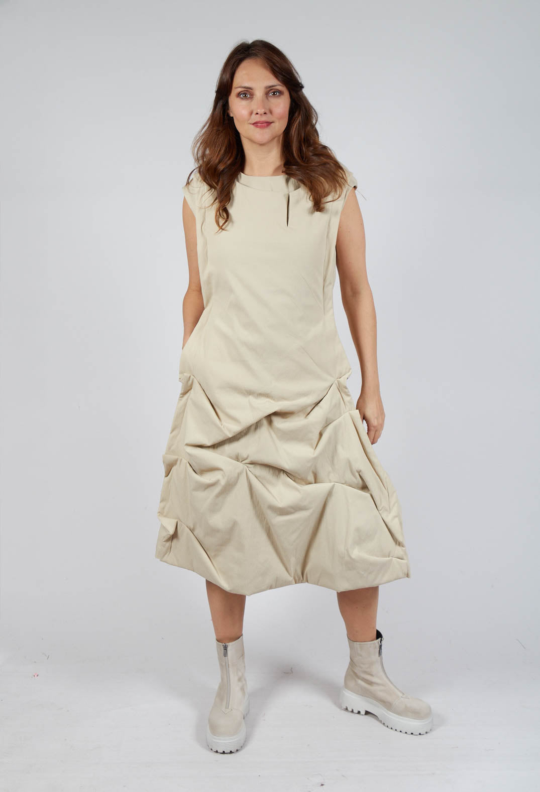 Gathered Dress in Bone