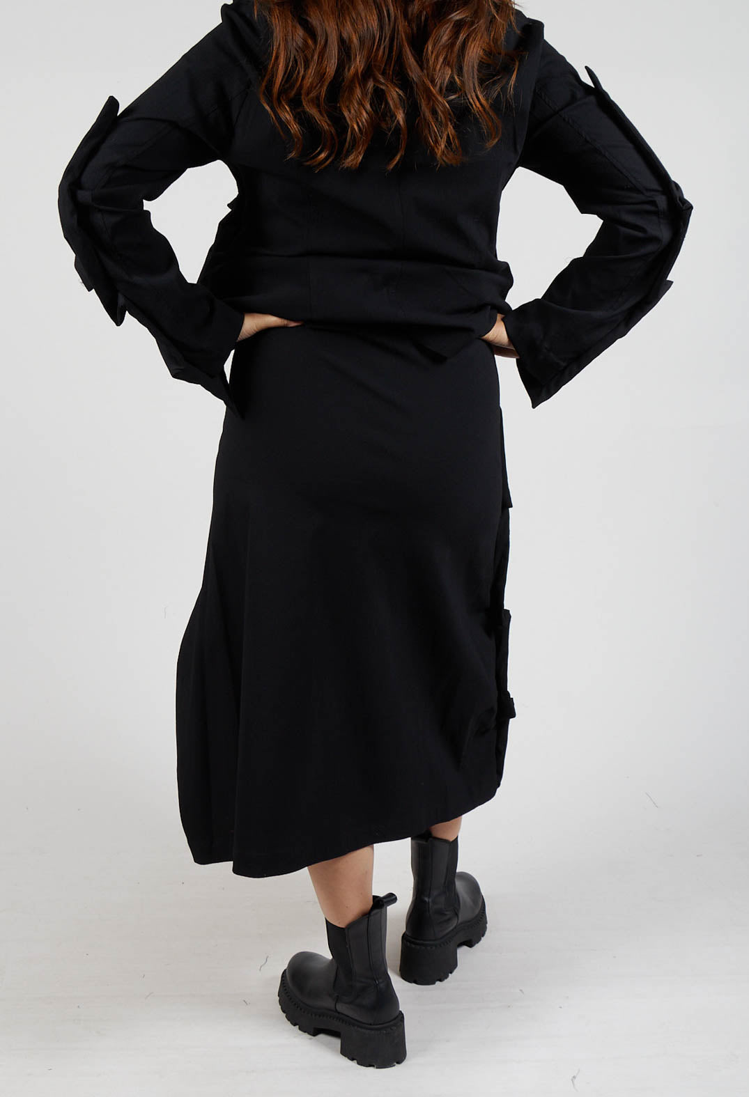 Gathered Midi Skirt in Black