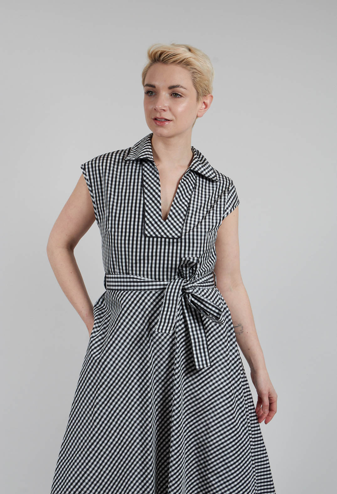 Gingham Polo Dress in Micro Check