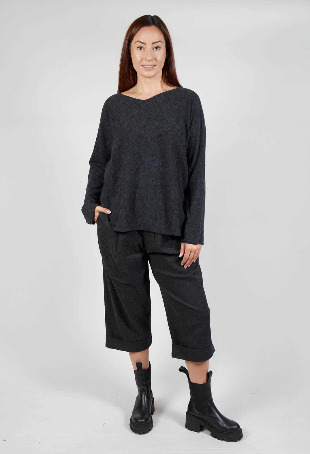 HK V Neck Oversized WS in Slate