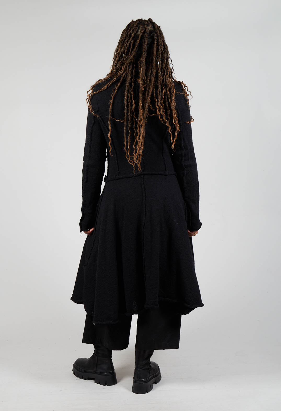 High Neck Coat with Feature Pockets in Black