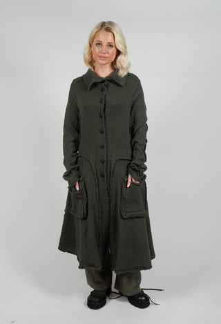 High Neck Coat with Feature Pockets in Camp