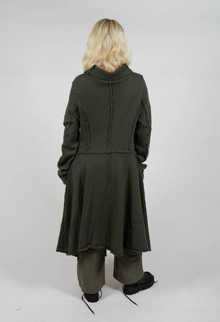 High Neck Coat with Feature Pockets in Camp