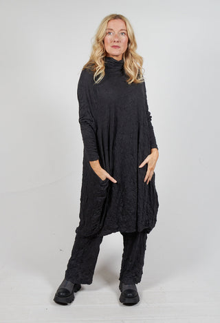 High Neck Crinkle Dress in Slate