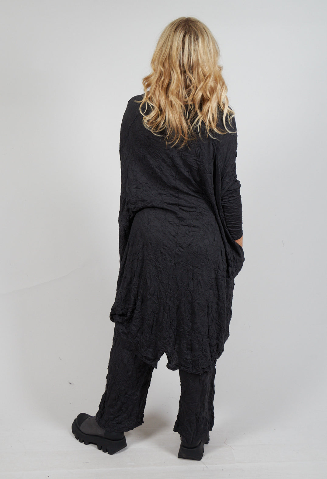 High Neck Crinkle Dress in Slate