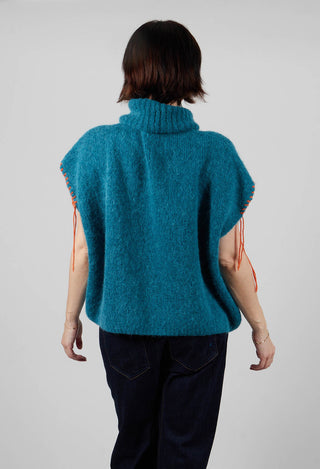 High Neck Knitted Vest in Teal