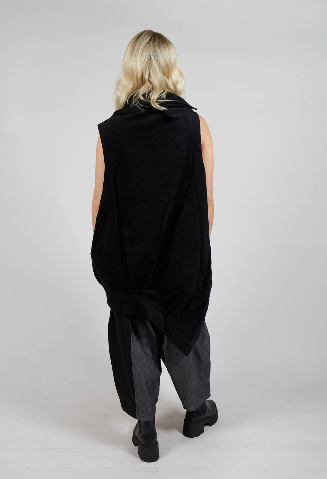 High Neck Sleeveless Jacket in Black