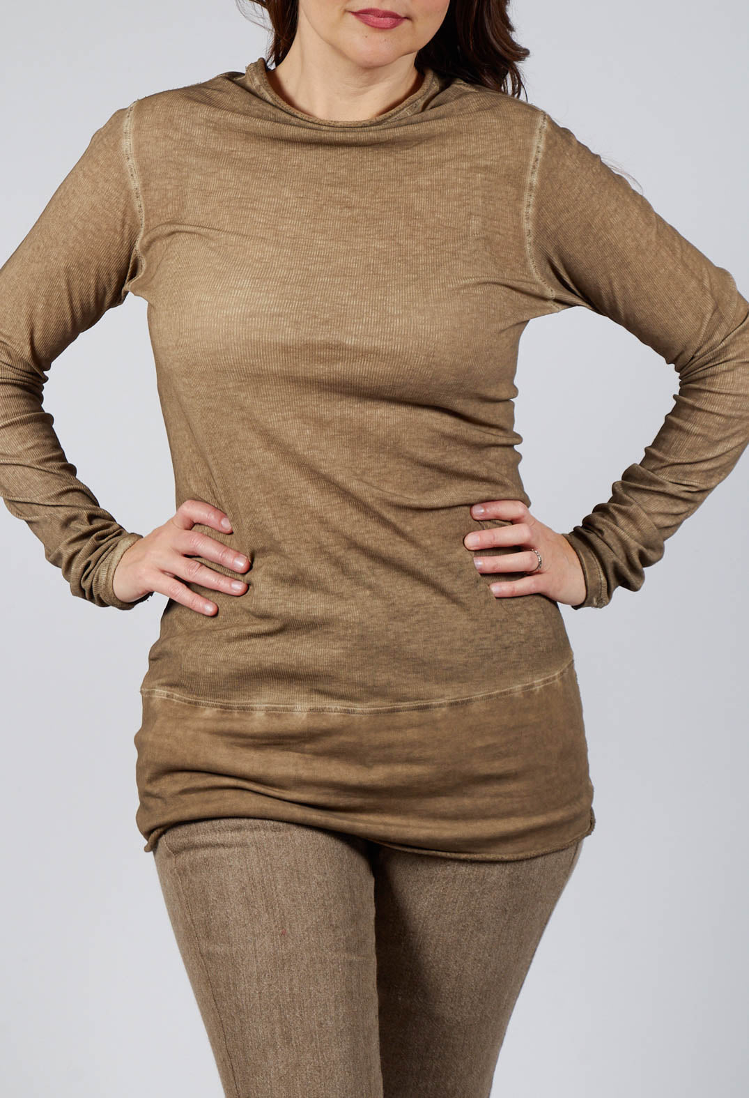 High Neck Top in Camel Cloud