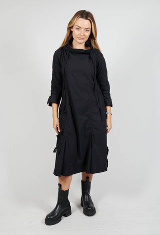 High Neck Utility Style Dress in Black