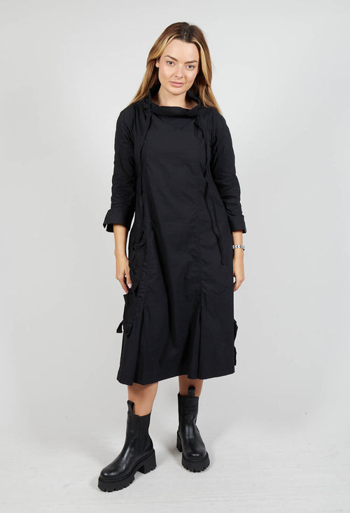 High Neck Utility Style Dress in Black