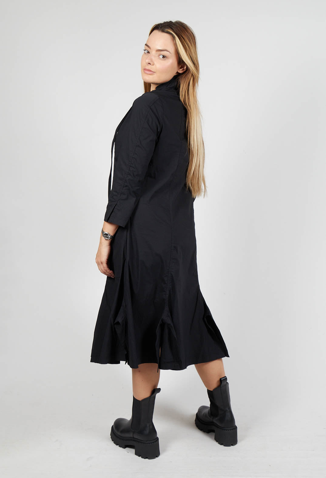 High Neck Utility Style Dress in Black