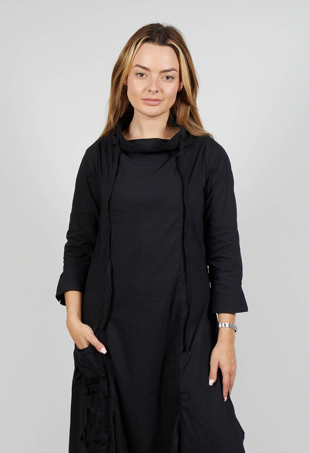 High Neck Utility Style Dress in Black