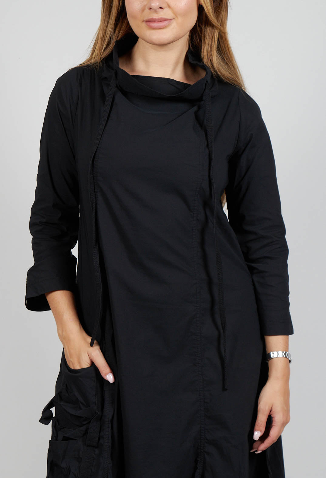 High Neck Utility Style Dress in Black