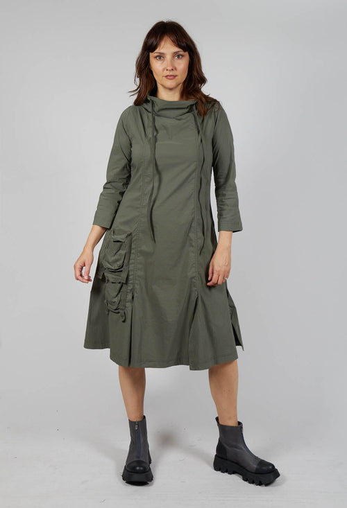 High Neck Utility Style Dress in Camp