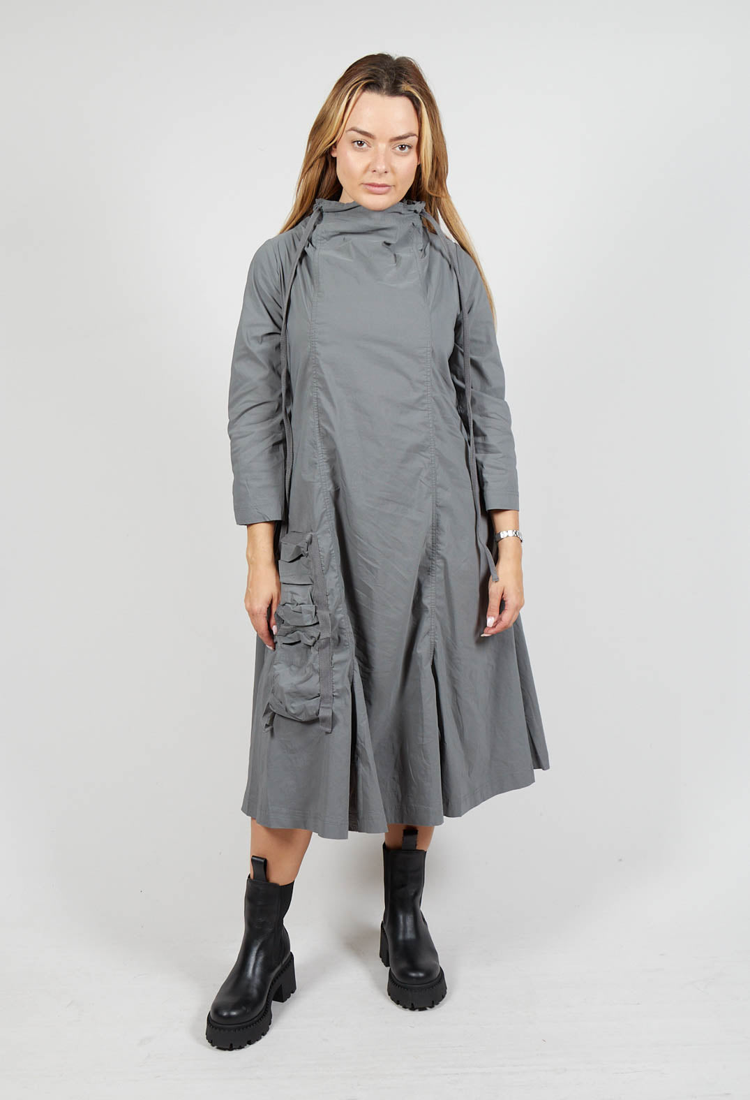 High Neck Utility Style Dress in Rock